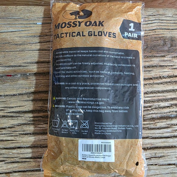 Mossy Oak‎ Tactical Gloves Rubber Guard Protective Full Finger Black Large - Picture 4 of 5